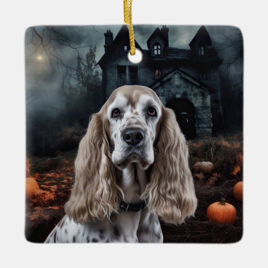 Cocker Spaniel Halloween Scary Keramisch Ornament (Voorkant)
