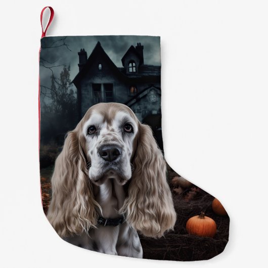 Cocker Spaniel Halloween Scary Kleine Kerstsok (Voorkant)