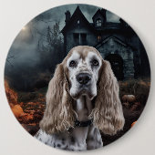 Cocker Spaniel Halloween Scary Ronde Button 6,0 Cm (Voorkant)
