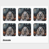 Cocker Spaniel Halloween Scary Vierkante Sticker (Vel)