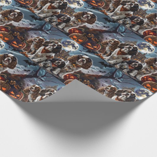 Cocker Spaniel Halloween Spooky Cadeaupapier (Hoek)