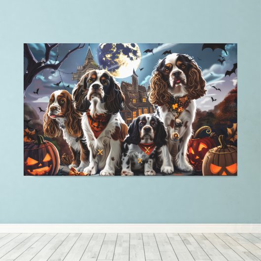 Cocker Spaniel Halloween Spooky Canvas Afdruk (Insitu (Houten vloer))