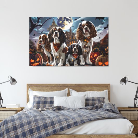 Cocker Spaniel Halloween Spooky Canvas Afdruk (Insitu (Slaapkamer))