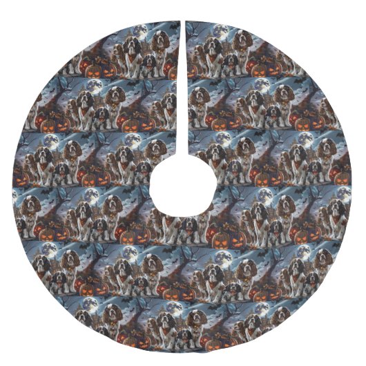 Cocker Spaniel Halloween Spooky Kerstboom Rok (Voorkant)