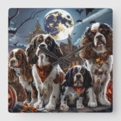 Cocker Spaniel Halloween Spooky Vierkante Klok (Voorkant)