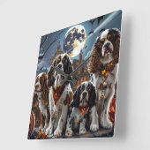 Cocker Spaniel Halloween Spooky Vierkante Klok (Hoek)