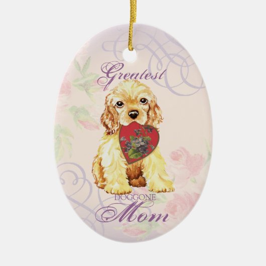 Cocker Spaniel Heart Mam Keramisch Ornament (Voorkant)