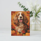 Cocker Spaniel Herfst Thanksgiving  Briefkaart (Staand voorkant)