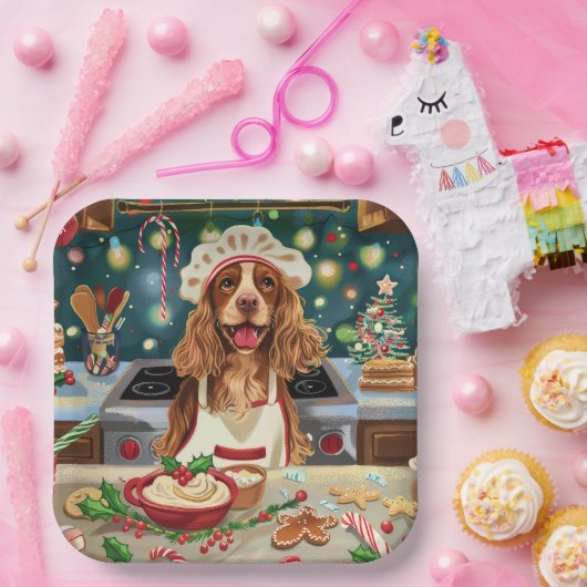 Cocker Spaniel Holiday Baking: Feestelijke Kerst Papieren Bordje (Feest)