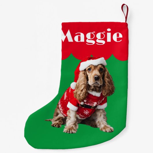Cocker Spaniel hond cadeau Kerstmis huisdier schat Kleine Kerstsok (Achterkant)