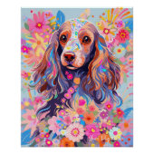 Cocker Spaniel Hond en Bloemen 002 - Kleerjuweel Perfect Poster (Voorkant)