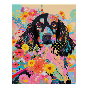 Cocker Spaniel Hond en Bloemen 005 - Kleerjuweel Perfect Poster