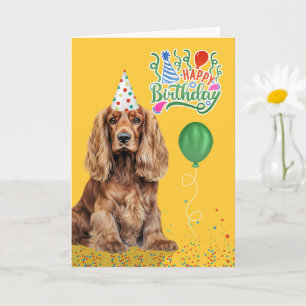Cocker Spaniel Hond Feesthoed Geel Verjaardag Kaart