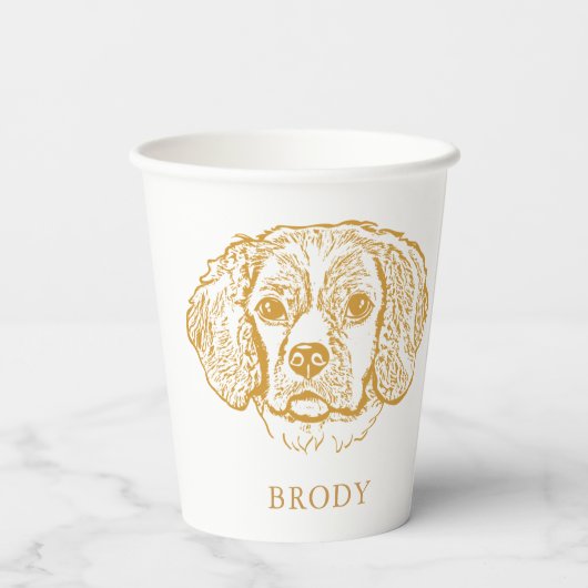 Cocker Spaniel Hond Gepersonaliseerde Hand Drawing Papieren Bekers (Achterkant)