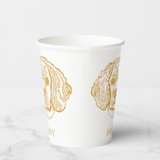 Cocker Spaniel Hond Gepersonaliseerde Hand Drawing Papieren Bekers (Rechts)