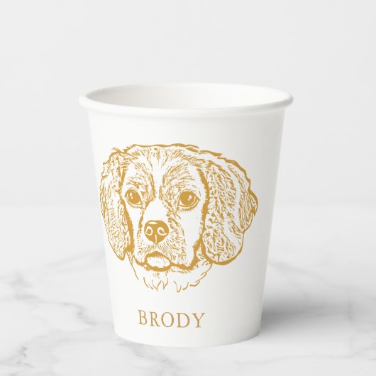 Cocker Spaniel Hond Gepersonaliseerde Hand Drawing Papieren Bekers (Voorkant)