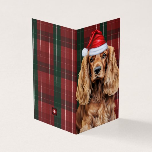 Cocker Spaniel hond geruit Kerstvakantie Kaart (Buitenkant)