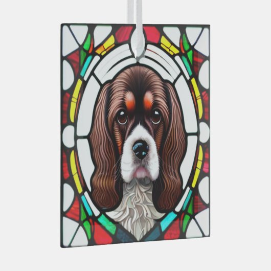 Cocker Spaniel Hond "Glas in lood" Glas Ornament (Voorkant Rechts)