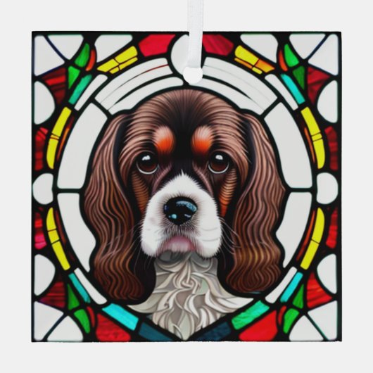Cocker Spaniel Hond "Glas in lood" Glas Ornament (Achterkant)