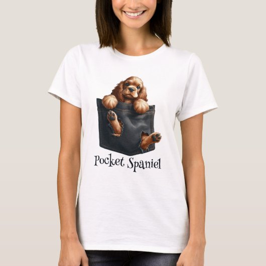 Cocker Spaniel Hond In Een Pocket T-shirt (Voorkant)
