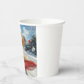 Cocker Spaniel Hond in Sledge Laat het Sneeuw Kers Papieren Bekers (Links)