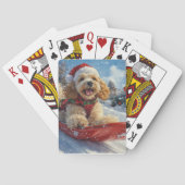 Cocker Spaniel Hond in Sledge Laat het Sneeuw Kers Pokerkaarten (Achterkant)