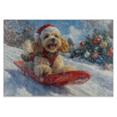 Cocker Spaniel Hond in Sledge Laat het Sneeuw Kers Snijplank (Voorkant)