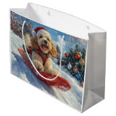 Cocker Spaniel Hond in slee Laat het sneeuwen Kers Groot Cadeauzakje (Achterkant Gekanteld)