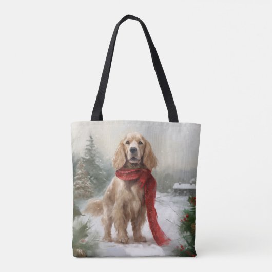 Cocker Spaniel Hond in Sneeuw Kerstmis Draagtas (Achterkant)