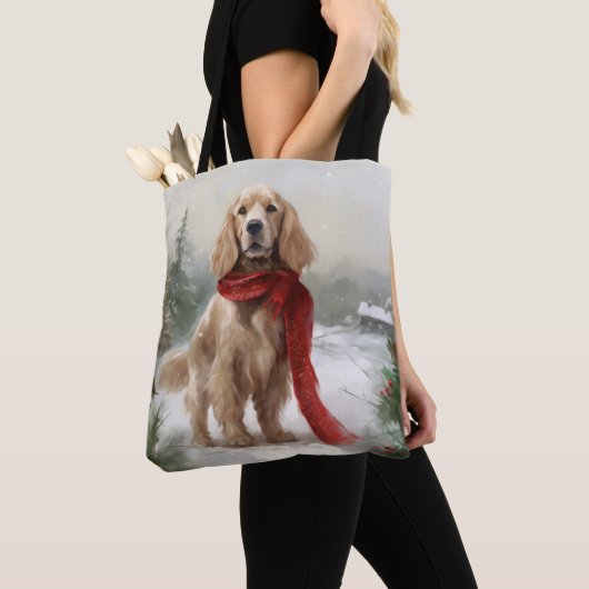 Cocker Spaniel Hond in Sneeuw Kerstmis Draagtas (Dichtbij)