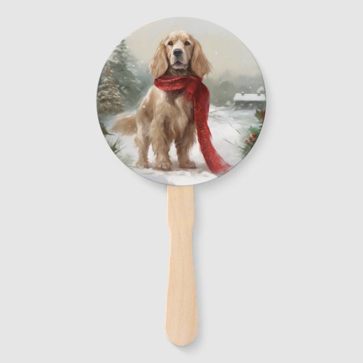 Cocker Spaniel Hond in Sneeuw Kerstmis Handwaaier (Achterkant)