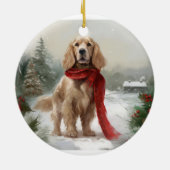 Cocker Spaniel Hond in Sneeuw Kerstmis Keramisch Ornament (Achterkant)