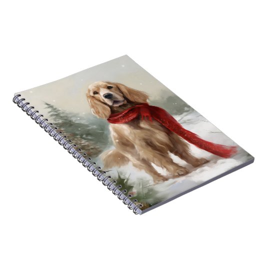 Cocker Spaniel Hond in Sneeuw Kerstmis Notitieboek (Rechterzijde)
