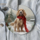 Cocker Spaniel Hond in Sneeuw Kerstmis Ronde Button 6,0 Cm (In situ)