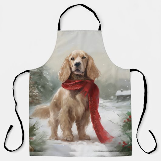 Cocker Spaniel Hond in Sneeuw Kerstmis Schort (Voorkant)