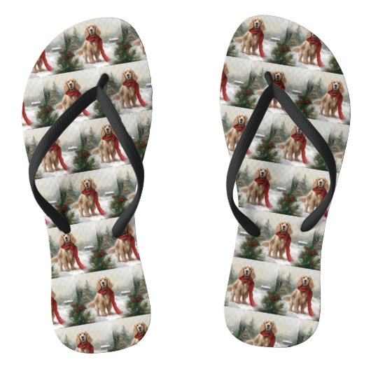 Cocker Spaniel Hond in Sneeuw Kerstmis Teenslippers (Voetbed)