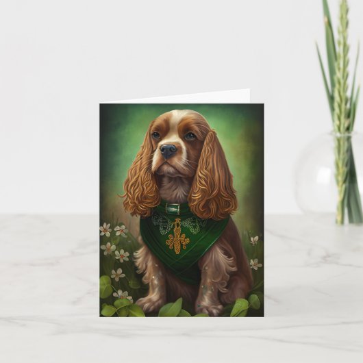 Cocker Spaniel hond in St. Patrick's Day jurk Kaart (Voorkant)