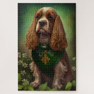Cocker Spaniel hond in St. Patrick's Day jurk Legpuzzel