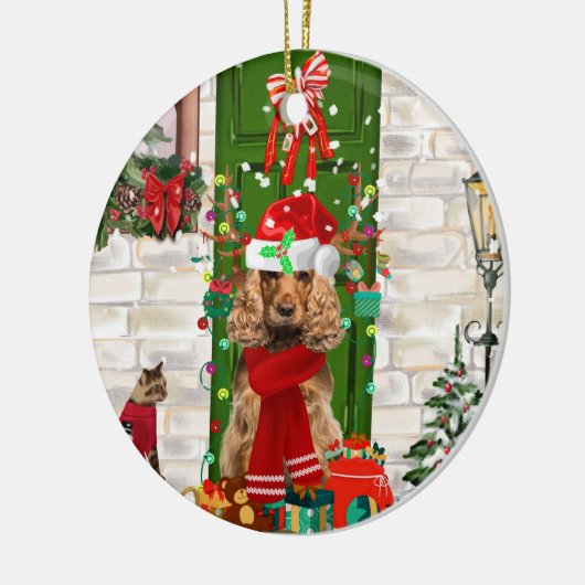 Cocker Spaniel hond kerst  Keramisch Ornament (Links)