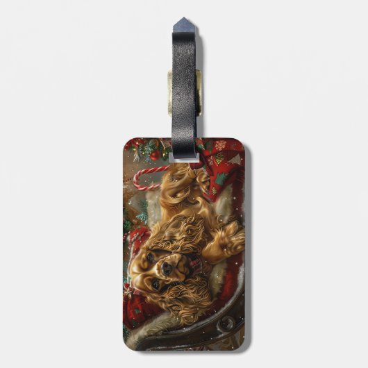 Cocker Spaniel Hond Kerstfeest Bagagelabel (Achterkant verticaal)