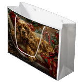 Cocker Spaniel Hond Kerstfeest Groot Cadeauzakje (Voorkant Gekanteld)