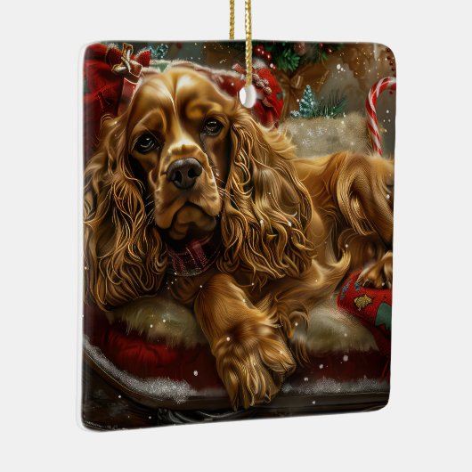 Cocker Spaniel Hond Kerstfeest Keramisch Ornament (Rechts)