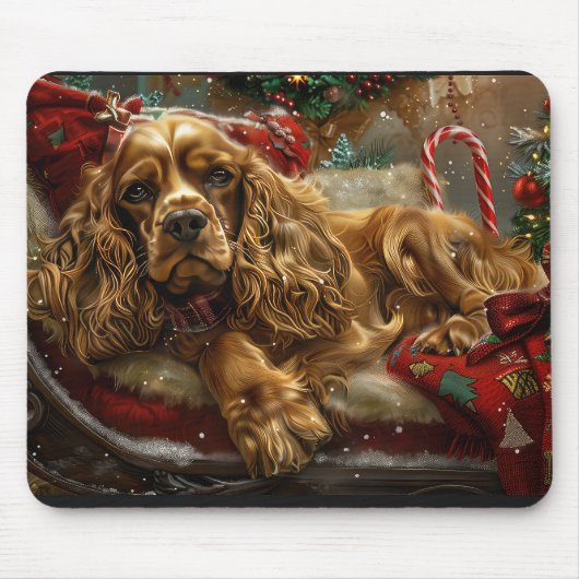 Cocker Spaniel Hond Kerstfeest Muismat (Voorkant)