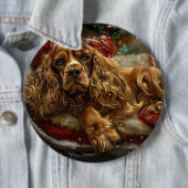 Cocker Spaniel Hond Kerstfeest Ronde Button 6,0 Cm (In situ)