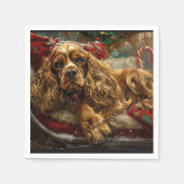 Cocker Spaniel Hond Kerstfeest Servet (Voorkant)