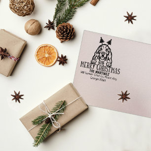 Cocker Spaniel Hond Kerstmis Retouradres Rubberstempel