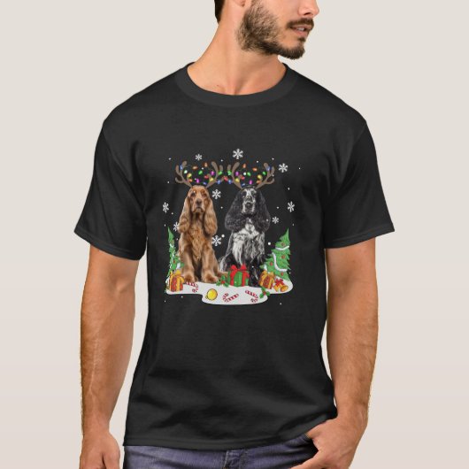Cocker Spaniel Hond Kerstverlichting Xmas Cocker S T-shirt (Voorkant)