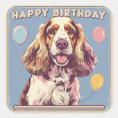 Cocker Spaniel Hond Kleurrijk Vierkante Sticker (Voorkant)
