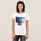 Cocker Spaniel Hond Met Kerstmis Santa Hat T-shirt (Voorkant volledig)
