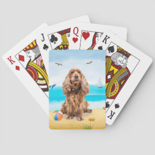 Cocker Spaniel hond op het strand Pokerkaarten